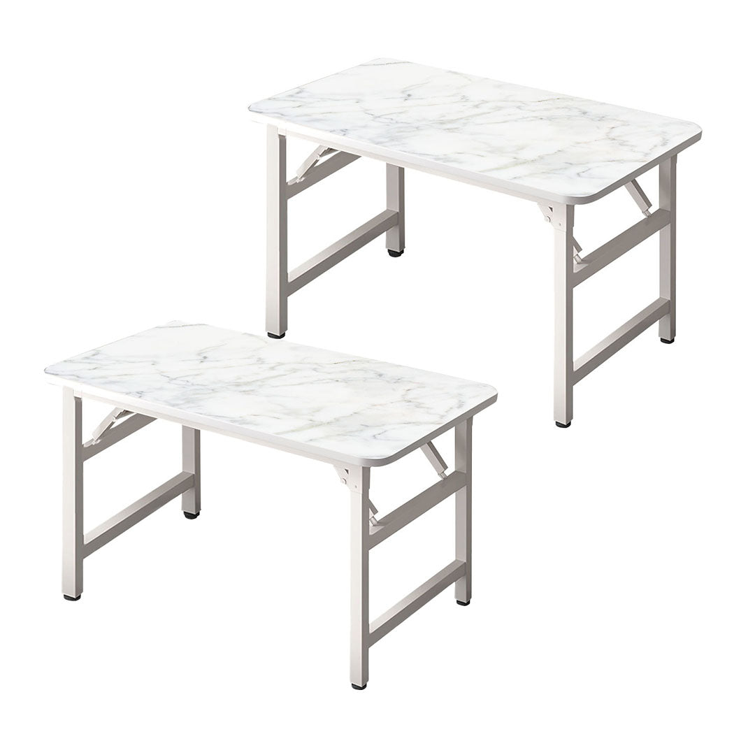 NNEAGS 2X 120x60x75cm White Foldable Computer Study Table Easy Assembly Desk No Chair