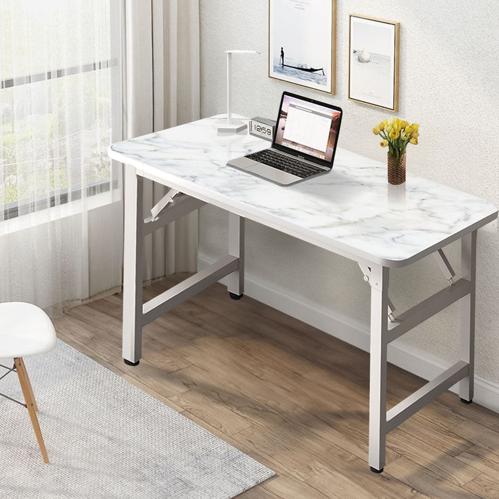 NNEAGS 2X 120x60x75cm White Foldable Computer Study Table Easy Assembly Desk No Chair