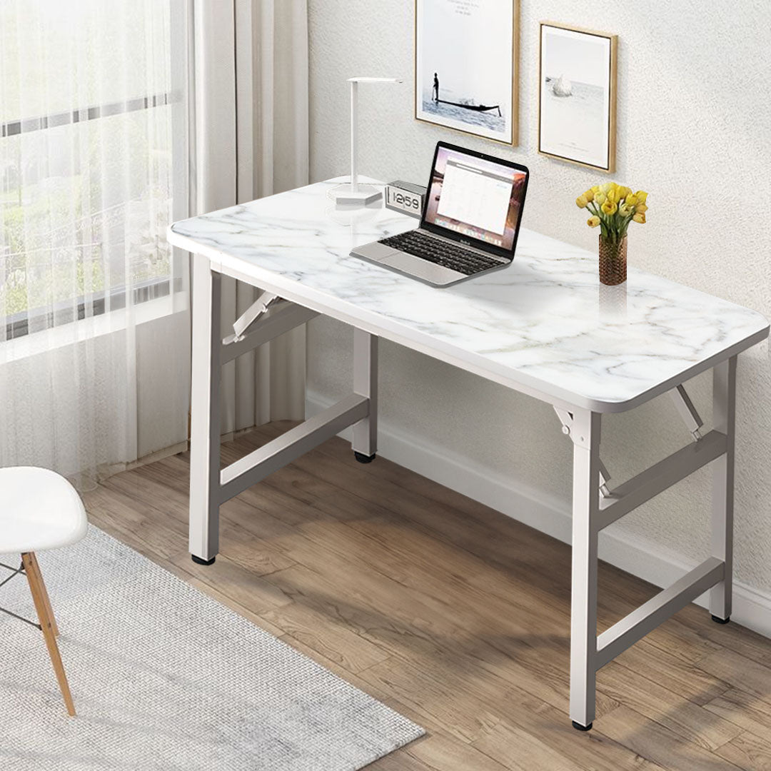 NNEAGS 2X 120x60x75cm White Foldable Computer Study Table Easy Assembly Desk No Chair