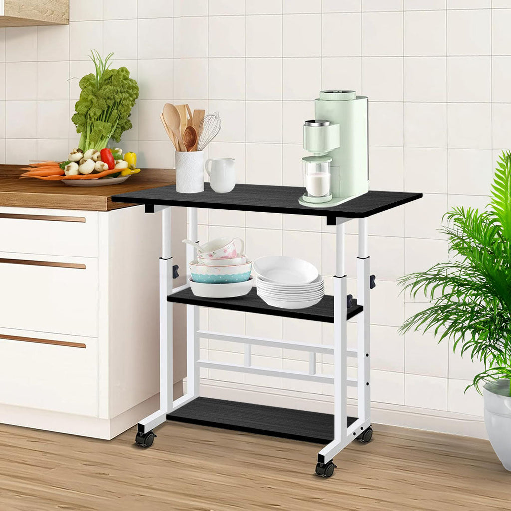 NNEAGS 40x80cm Black Bedside Table Movable Bedroom Desk Student Computer Table
