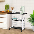 NNEAGS 40x80cm Black Bedside Table Movable Bedroom Desk Student Computer Table