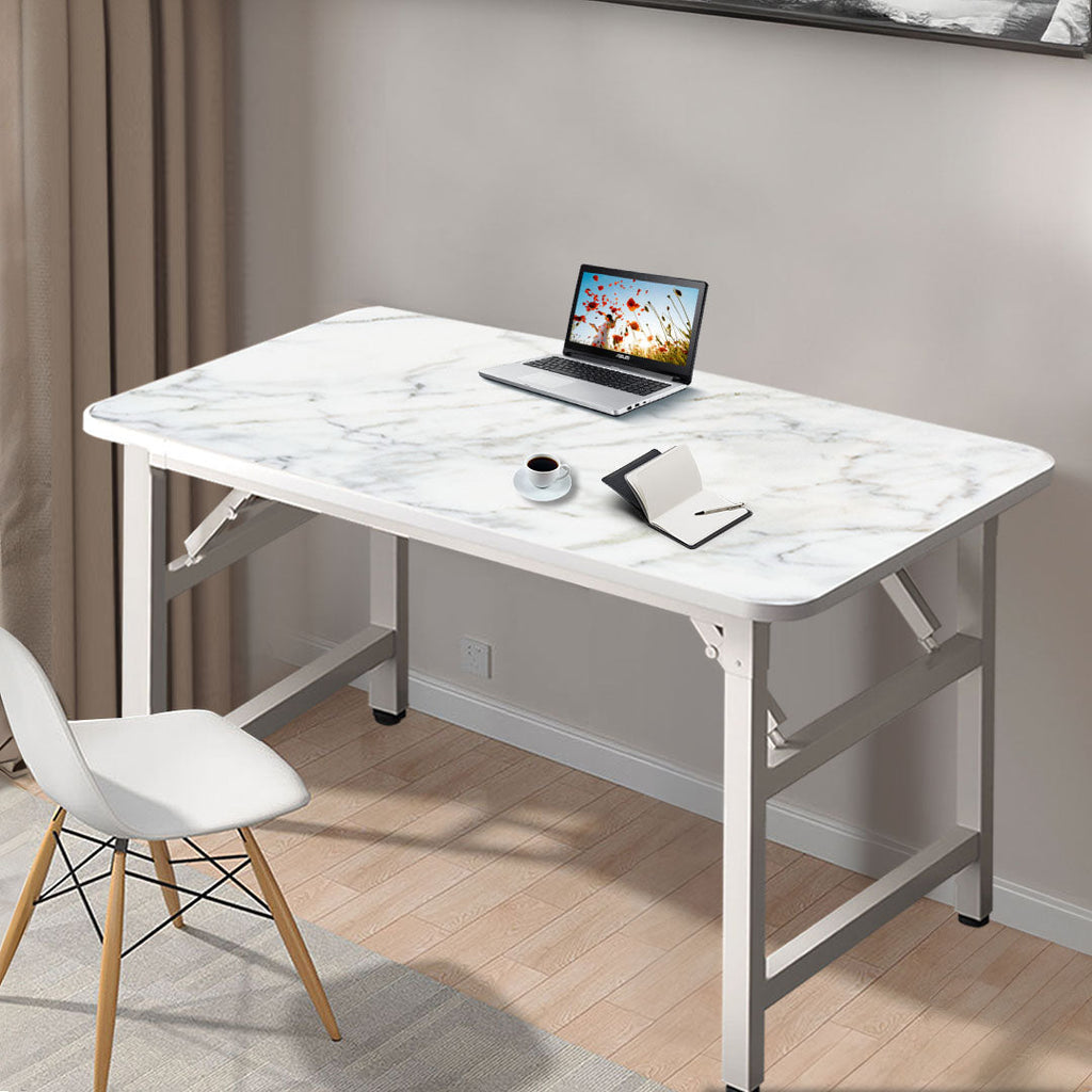 NNEAGS 2X 120x60x75cm White Foldable Computer Study Table Easy Assembly Desk No Chair