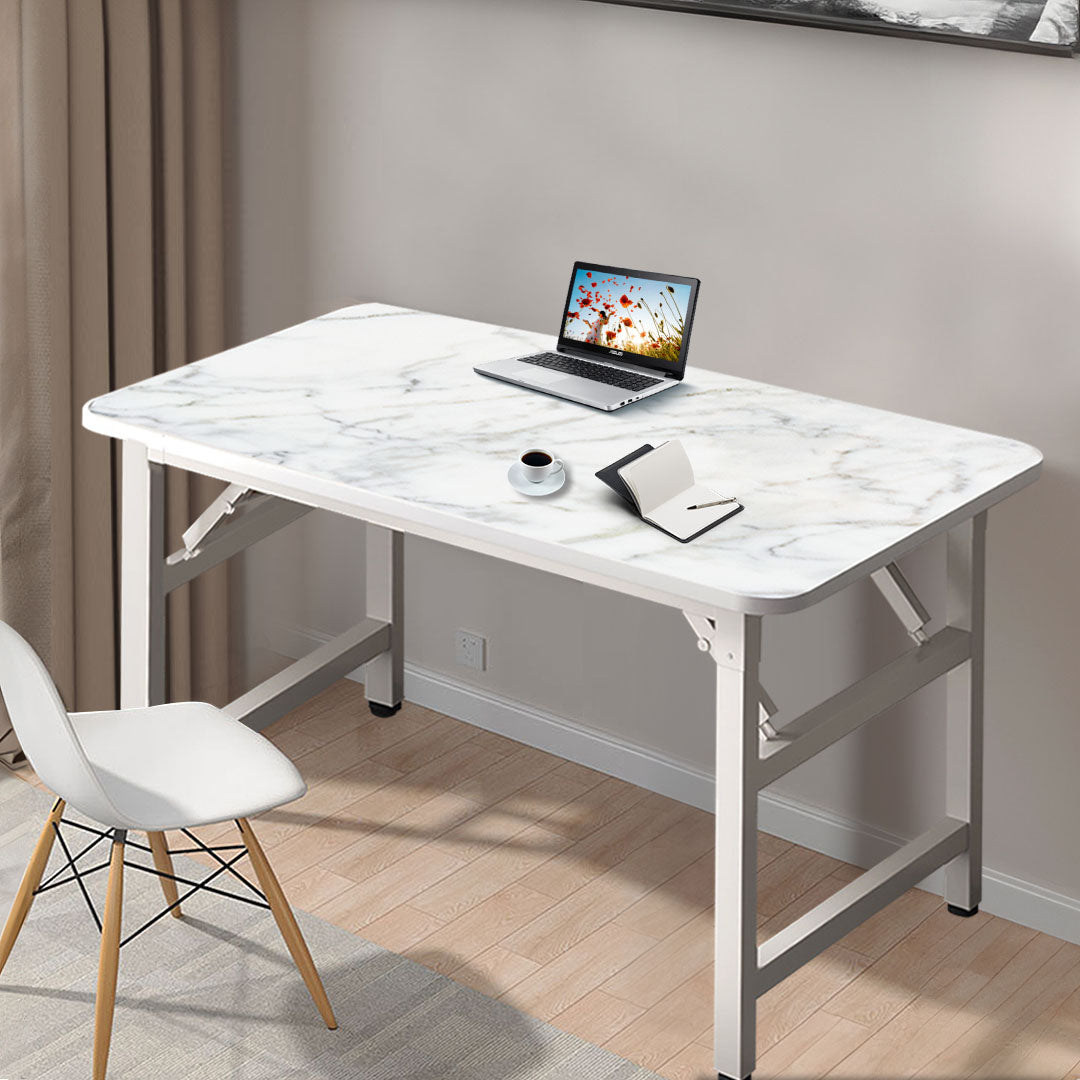 NNEAGS 2X 120x60x75cm White Foldable Computer Study Table Easy Assembly Desk No Chair