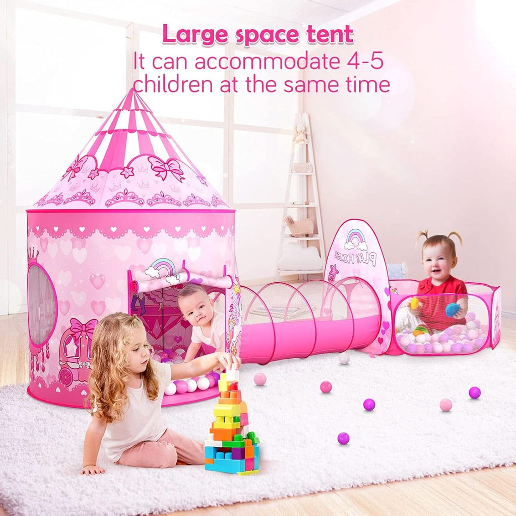 Pink Princess Playhouse Tent Ball Pit Multifunctional-3