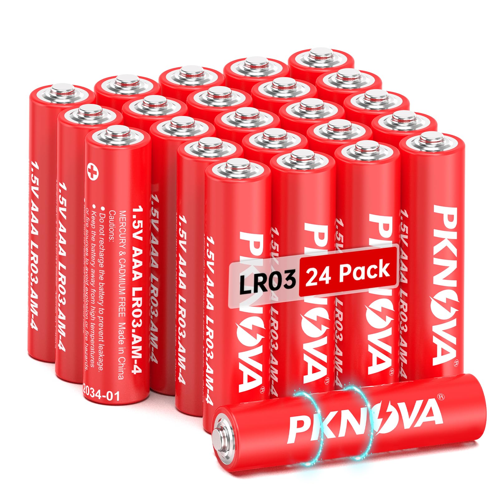 PKNOVA AAA Battery Triple A Battery 1.5V Alkaline for Household and Electronic Devices - 24 Pack LR03 Battery
