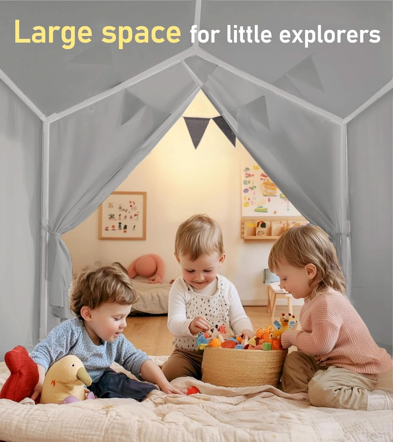 Gray 52Inch By 35Inch By 51Inch Play Tent With Starry Lights-3