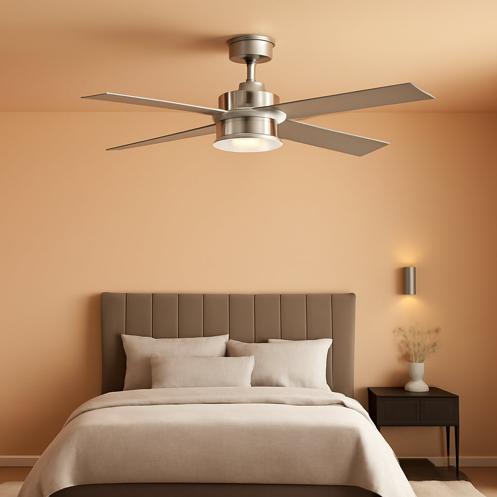 52 Inch Brushed Nickel Efficient Ceiling Fan Lights-0