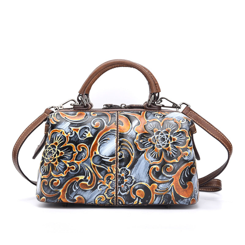 Personalized Hand-printed Cowhide Handbag for Women