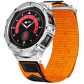 MioHHR Metal Case with Bands Compatible with Samsung Galaxy Watch 6 44mm 2023 /Watch 5 44mm 2022 / Watch 4 44mm 2021 Nylon Bands and Stainless Steel Cover for Men