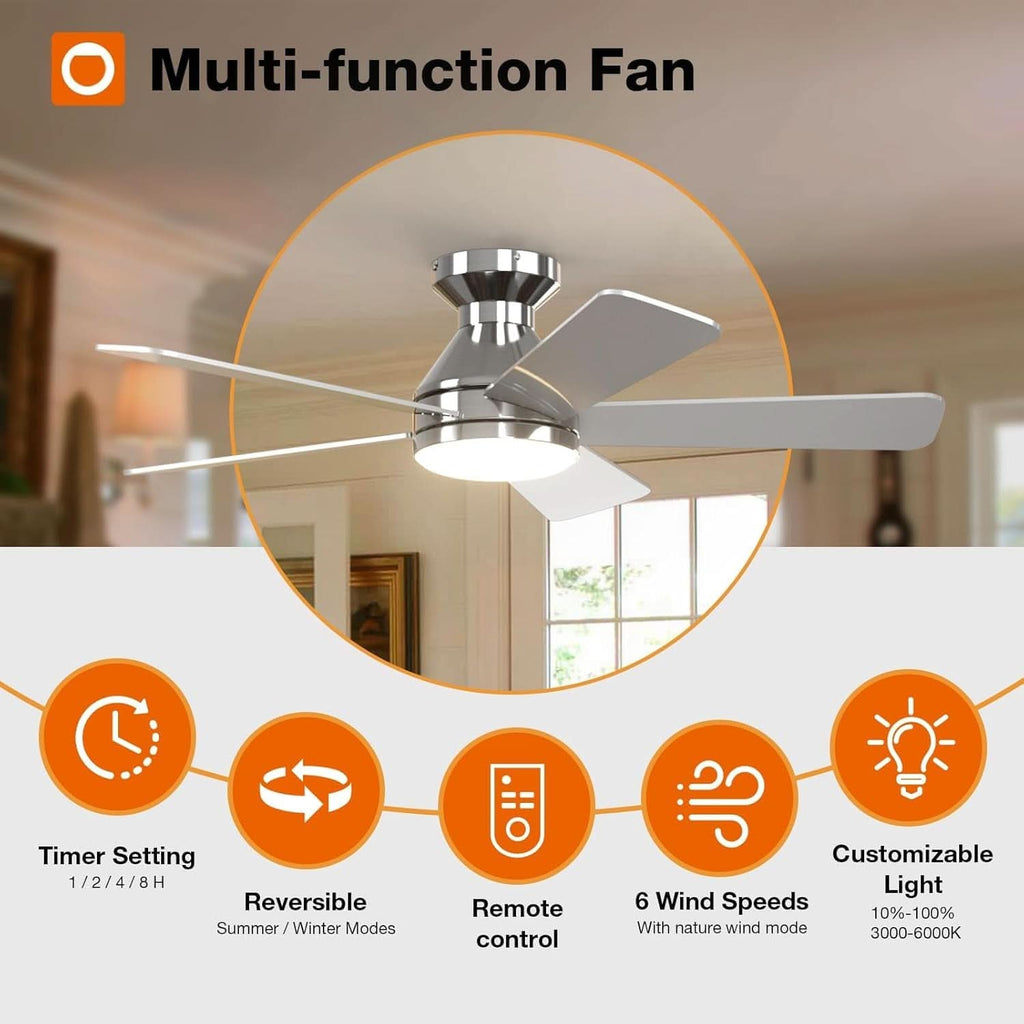 42 Inch Remote Ceiling Fan With Dimmable Light Indoor-1