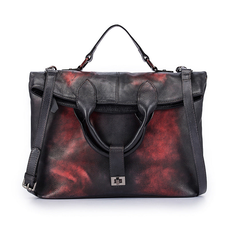 Retro Style Cowhide Crossbody Handbag for Women