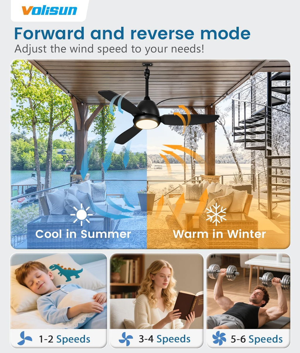 42Inch Black Weatherproof Outdoor Ceiling Fan IP65-4