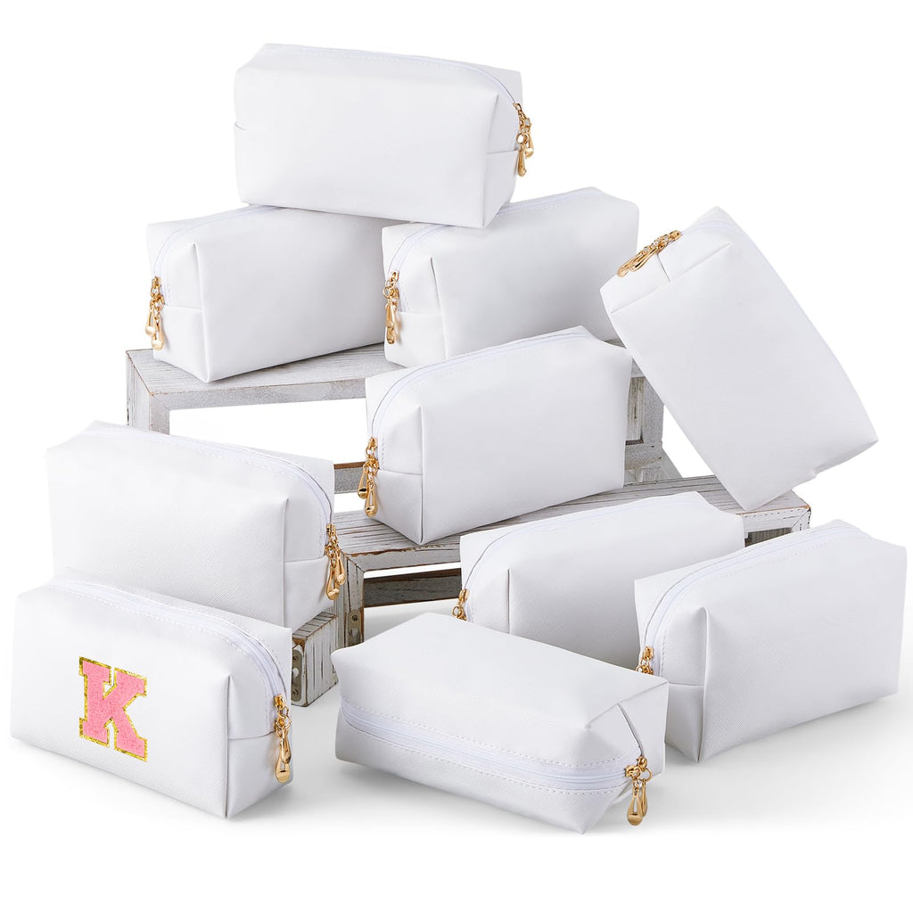Kigeli 15 Pcs Aesthetic Makeup Bags PU Leather Cosmetic Pouches Waterproof Plain Toiletry Bags Makeup Pouches Bulk for Women Party Gift Travel Storage Organizer(White)