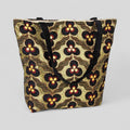 Authentic Kilim Fabric Floral Ucgoz Design Purse with Handles, Turkish Carpet, Beach Bag, Tote, Reusable Shopping Bag -- Black/Gold/Red-0