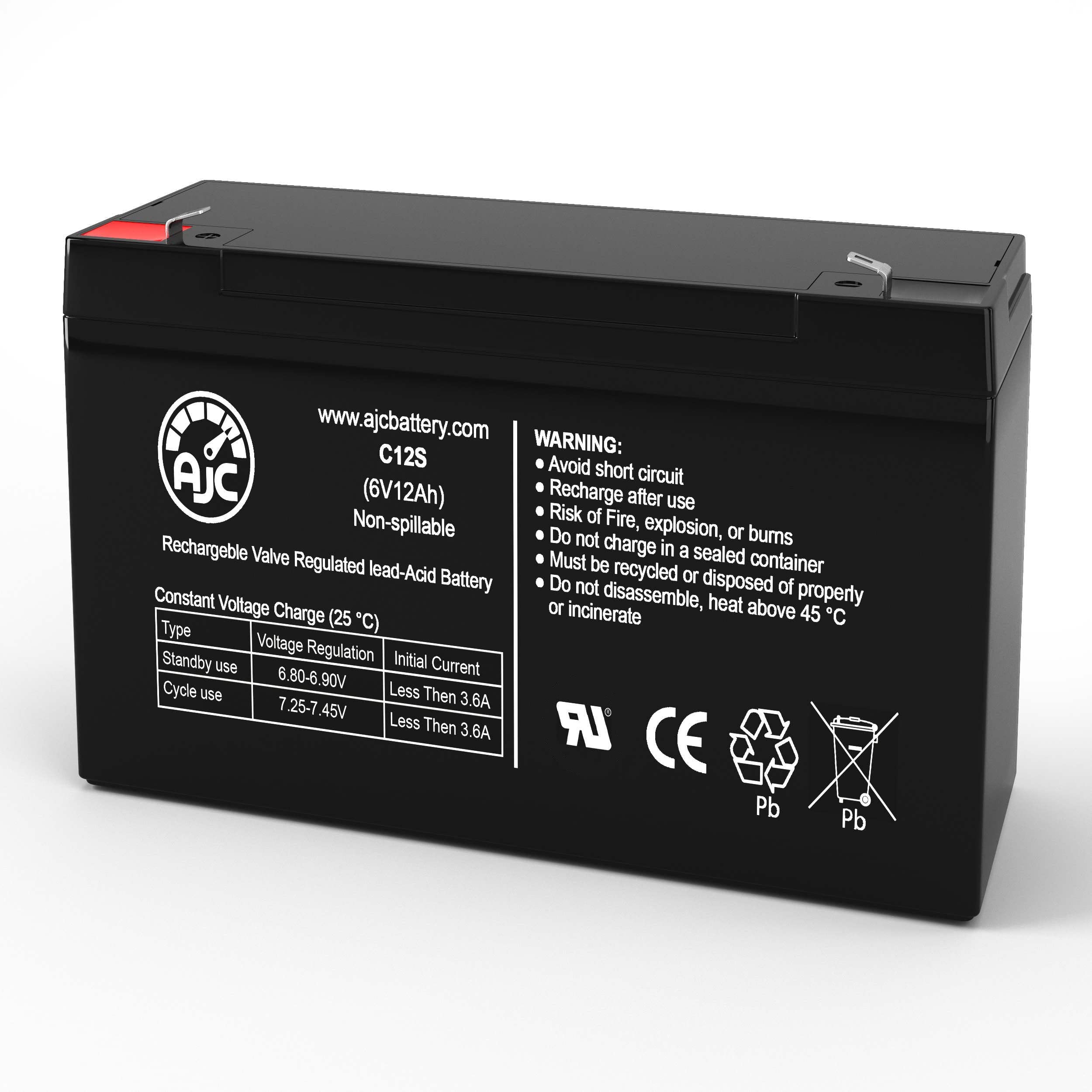AJC Battery Compatible with B&B BP12-6 6V 12Ah UPS Battery
