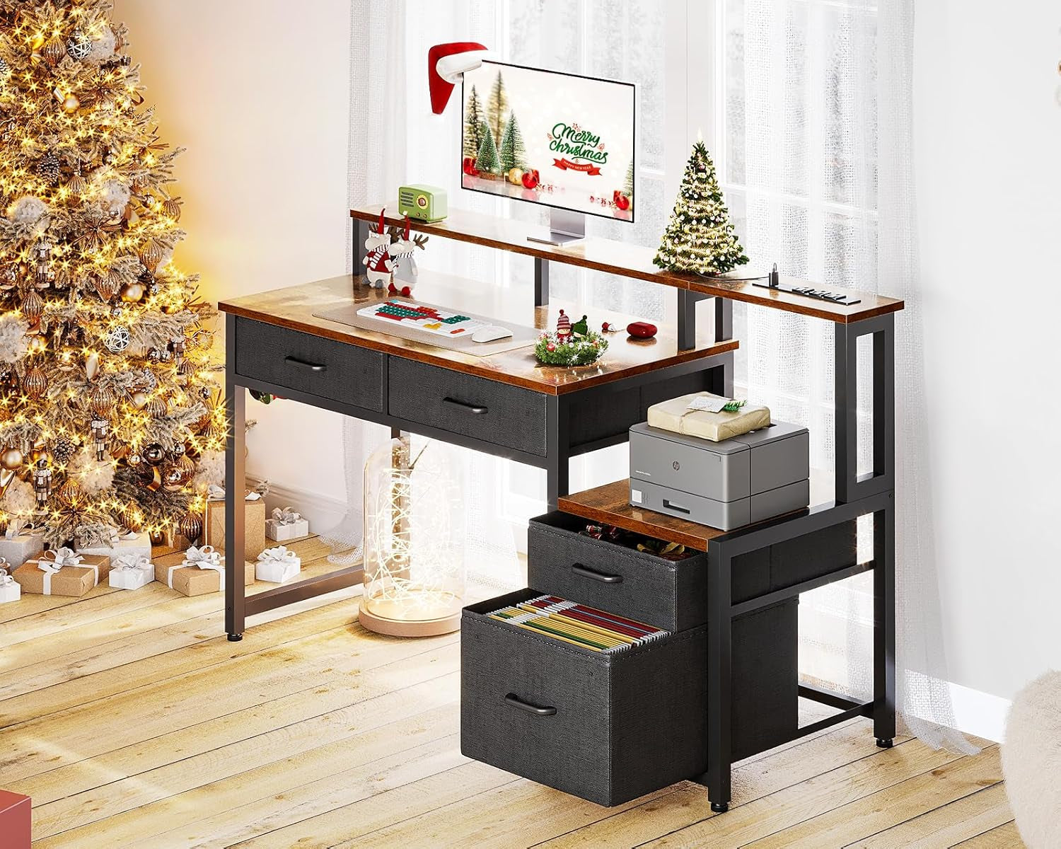 48-Inch Computer Desk With LED Strip And Power Strip