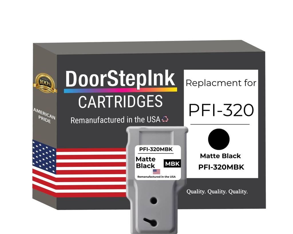 DoorStepInk Brand for Canon PFI-320MBK Matte Black Remanufactured in the USA Ink Cartridge, 2889C001-0