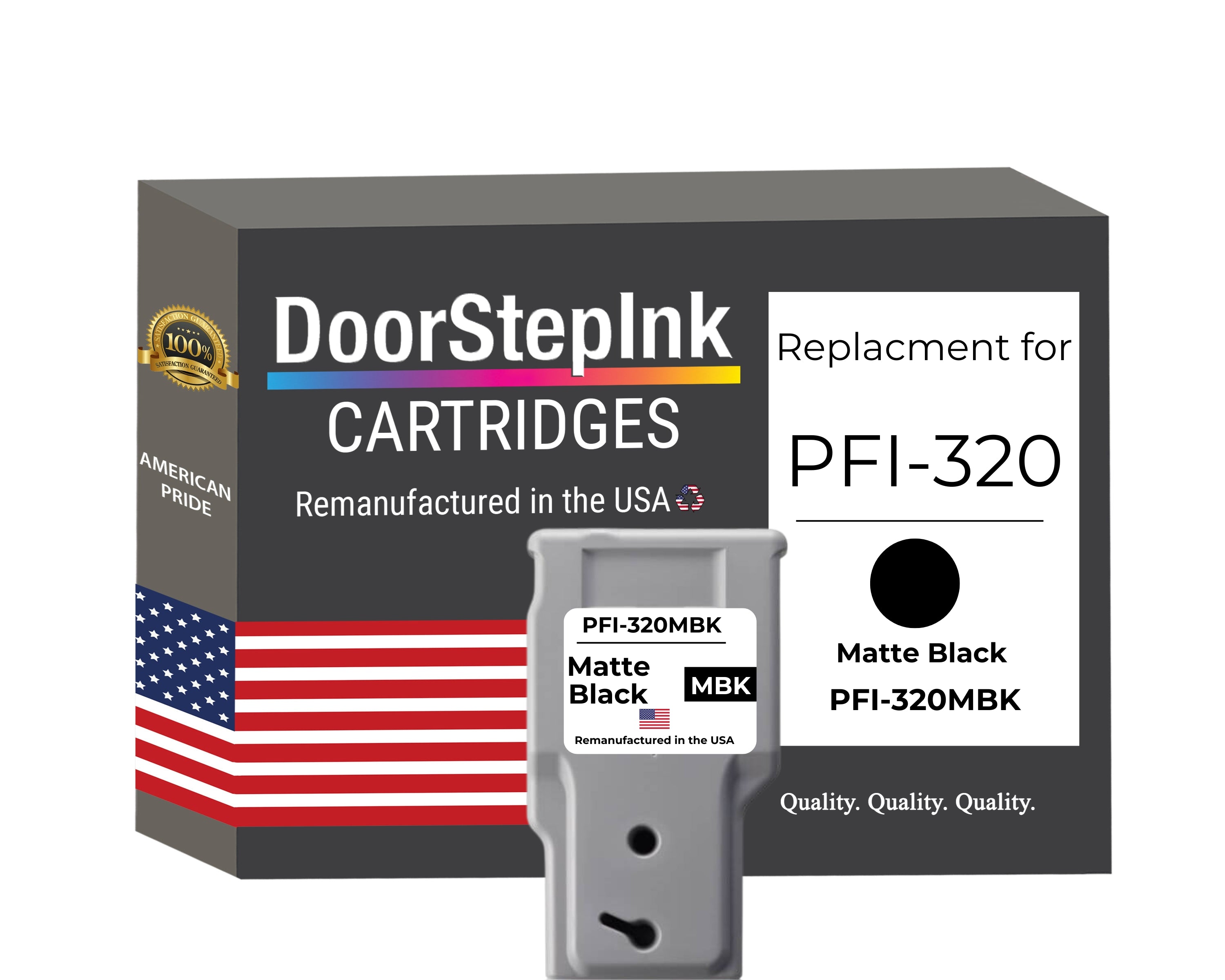 DoorStepInk Brand for Canon PFI-320MBK Matte Black Remanufactured in the USA Ink Cartridge, 2889C001-0