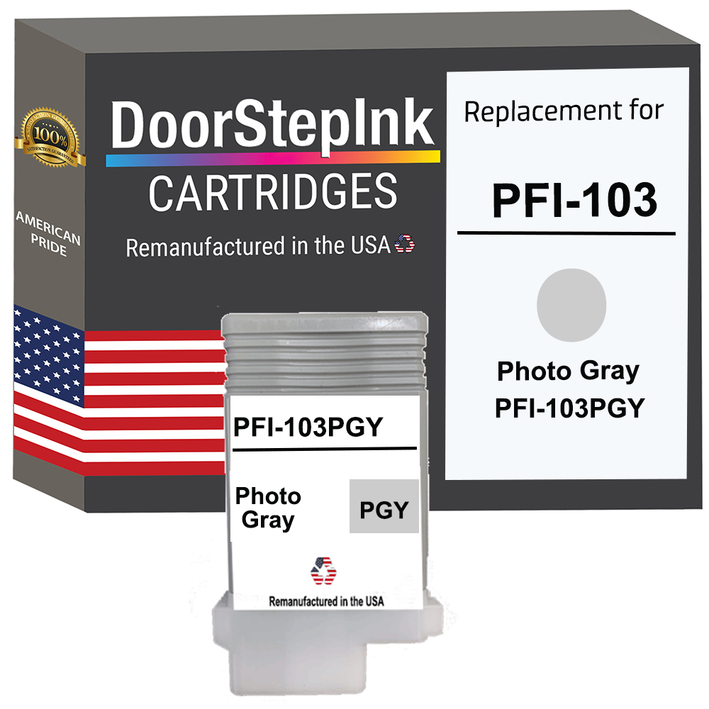 DoorStepInk Brand for Canon PFI-103 130mL Photo Gray Remanufactured in the USA Ink Cartridge-0