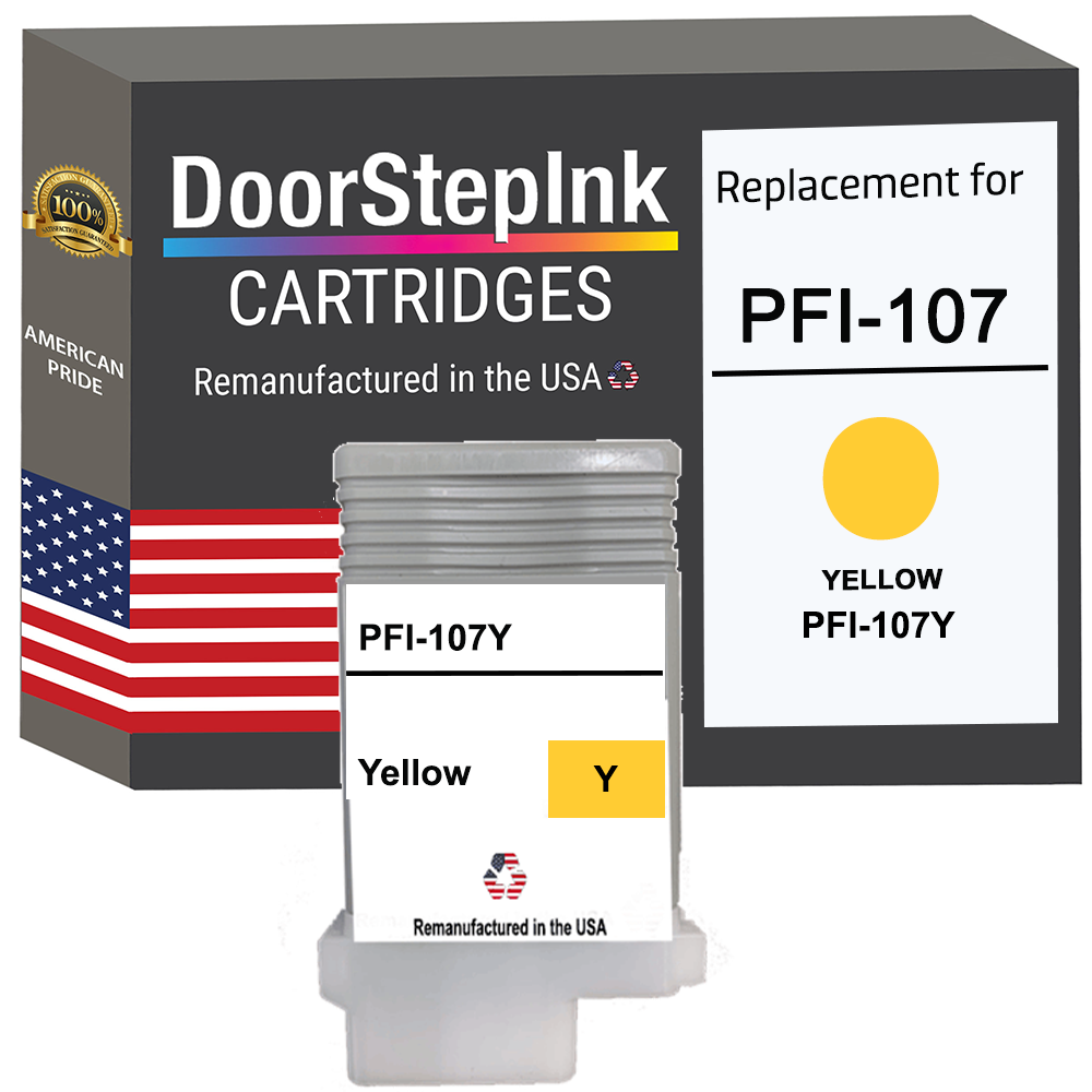 DoorStepInk Brand for Canon PFI-107 130mL Yellow PFI-107Y Remanufactured in the USA Ink Cartridge-0