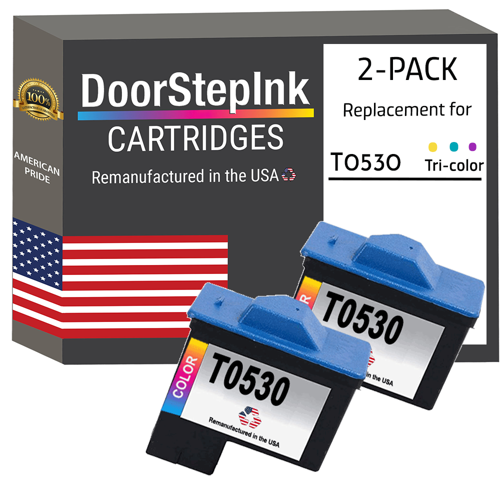 DoorStepInk Brand for Dell Series 1 T0530 Color Remanufactured in the USA Ink Cartridges Twin Pack-0