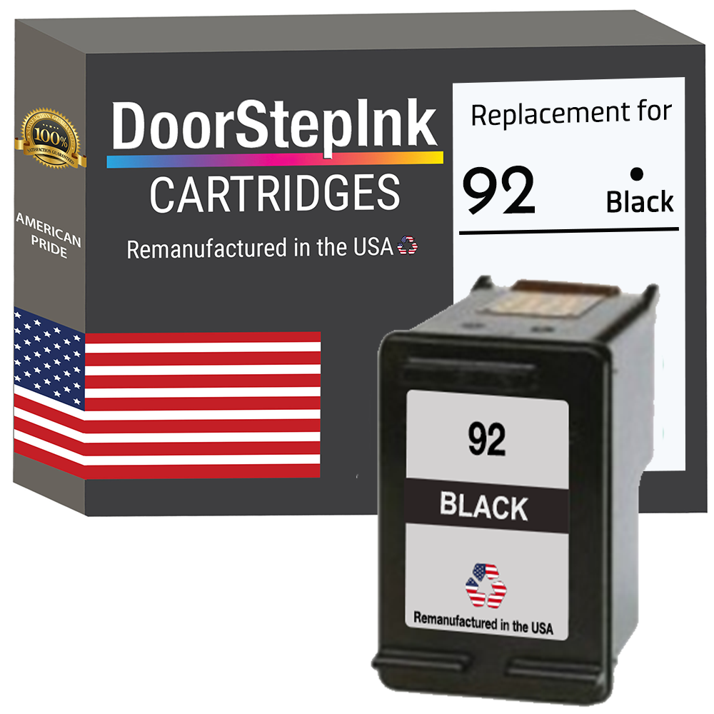 DoorStepInk Brand for HP 92 (C9362WN) Black Remanufactured in the USA Ink Cartridge, C9362WN-0