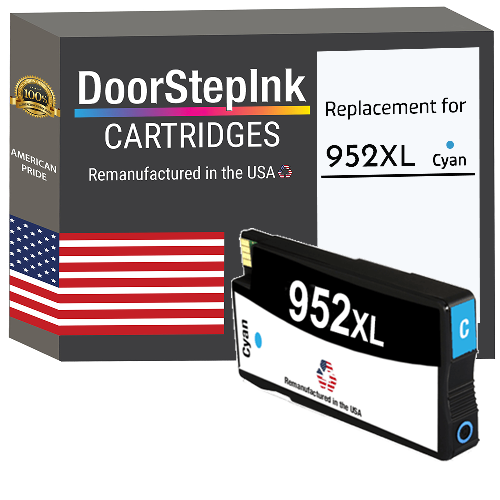 DoorStepInk Brand for HP 952XL (L0S61AN) Cyan Remanufactured in the USA Ink Cartridge, L0S61AN-0