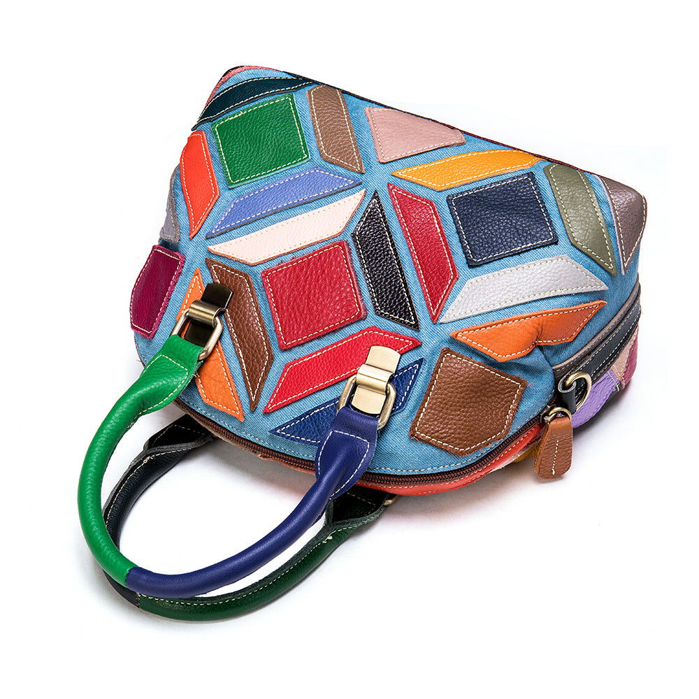 Genuine Leather Handbag 2020 - Vintage Colorful Tote