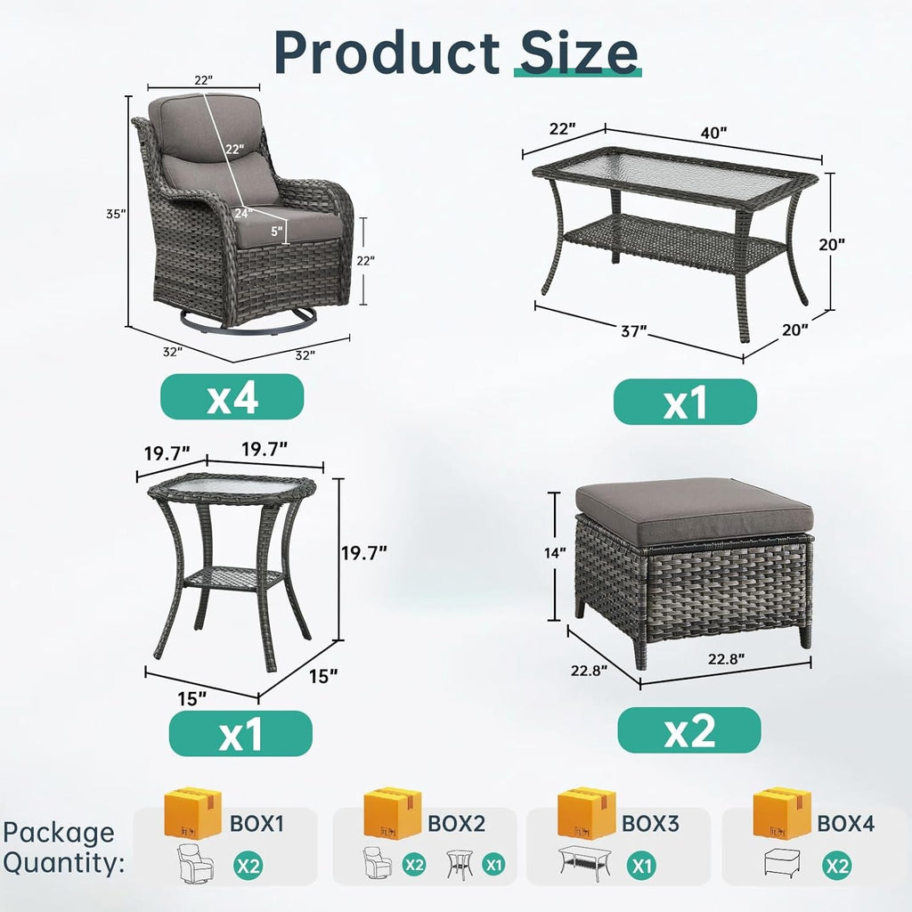 Comfortable Outdoor Swivel Rocker Patio Chairs Set