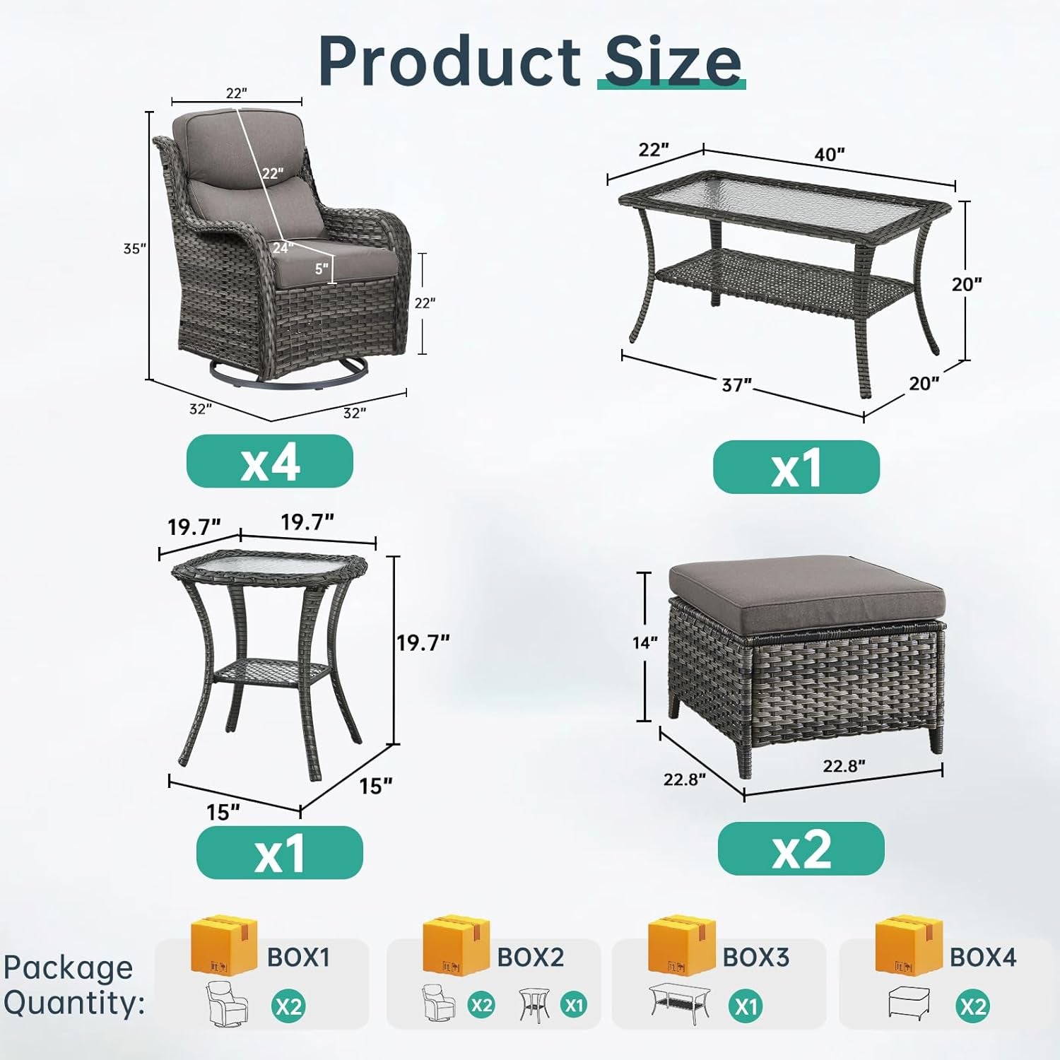 Comfortable Outdoor Swivel Rocker Patio Chairs Set