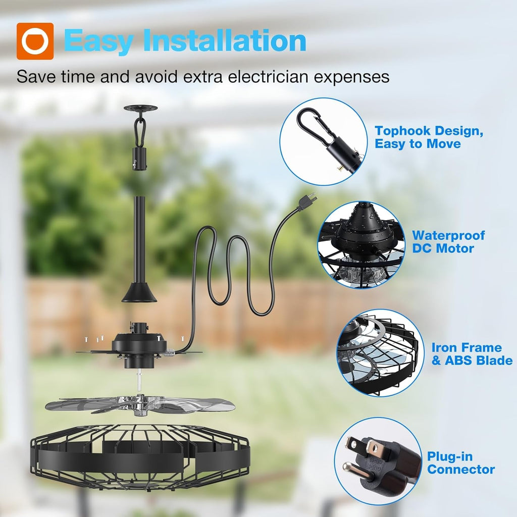 20-Inch Outdoor Ceiling Fan IP65 Waterproof Remote-4