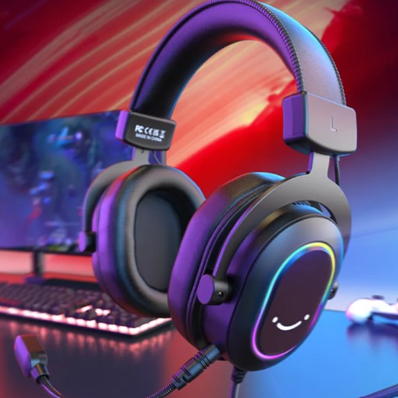 Fifine RGB Gaming Headset with Mic – 7.1 Surround Sound