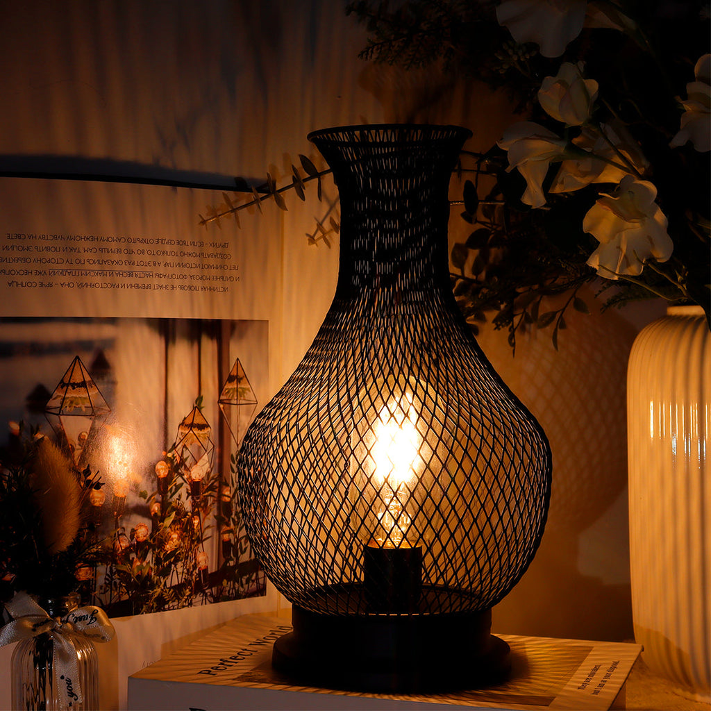 11'' Tall Battery Operated Lamp Cordless Decorative Lamp with LED Edison Bulb-4