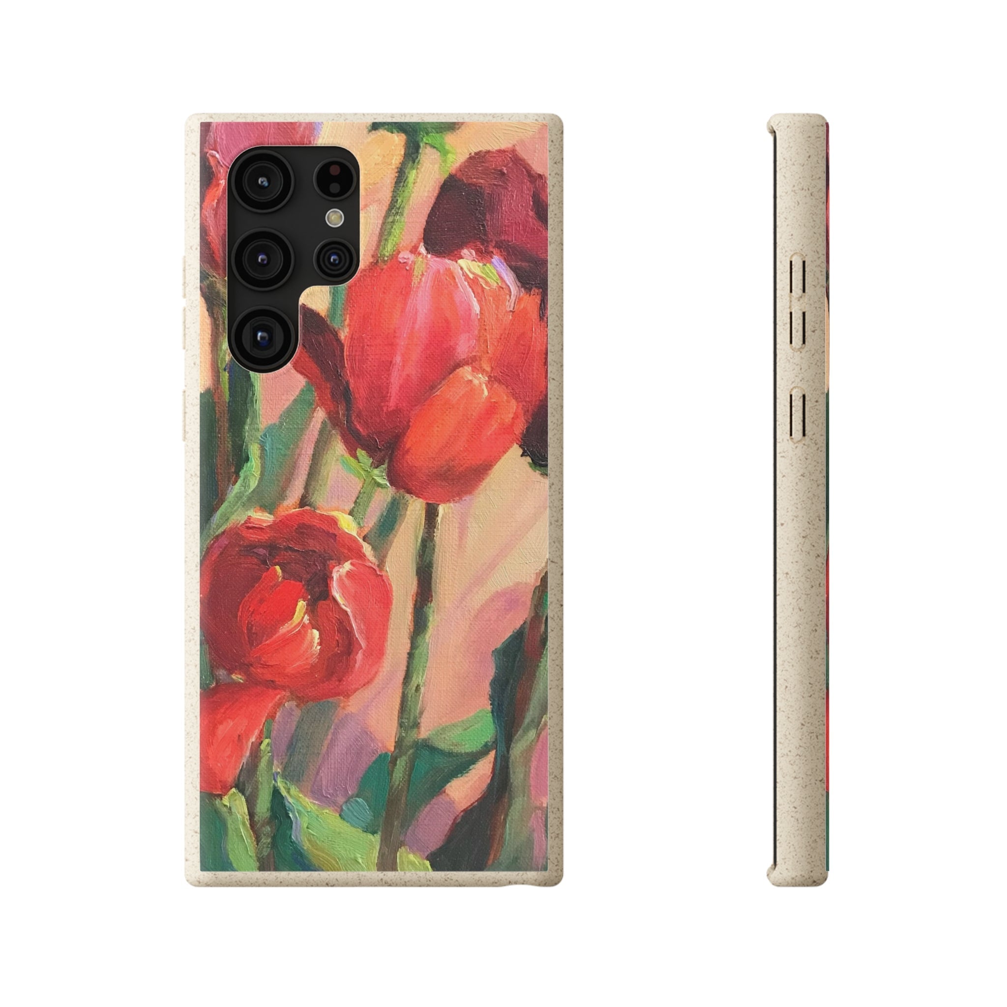 Biodegradable Phone Case with 'Red Tulips' Floral Original Artwork by Barbara Cleary-41