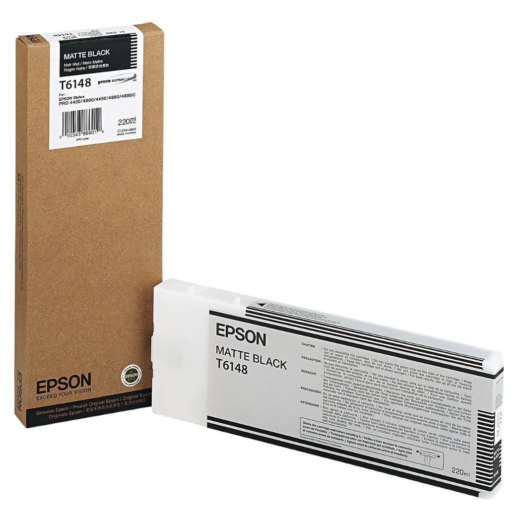 Genuine Epson 220ml Matte Black Inkjet Cartridge, T614800-0