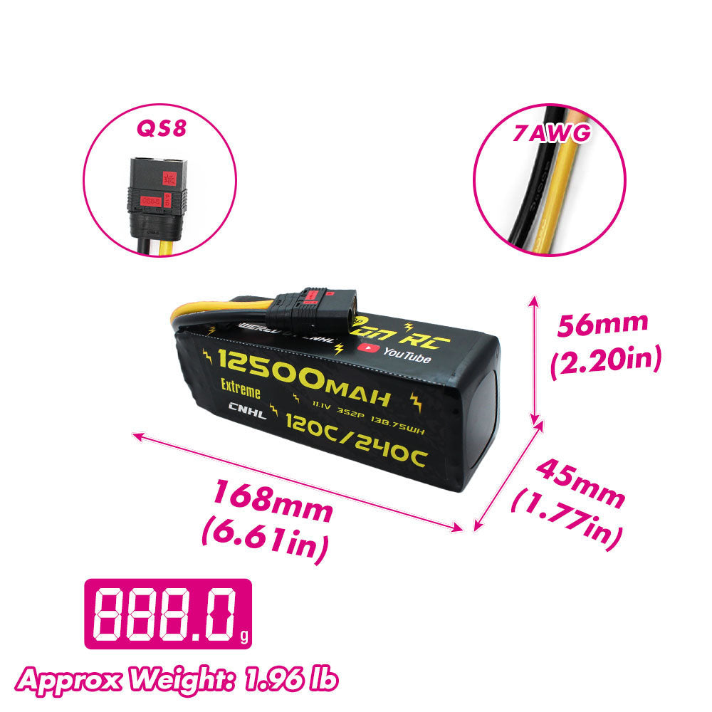 CNHL Innovation RC Extreme Series 120C 11.1V 3S 12500mAh Lipo Battery with QS8 Plug-1