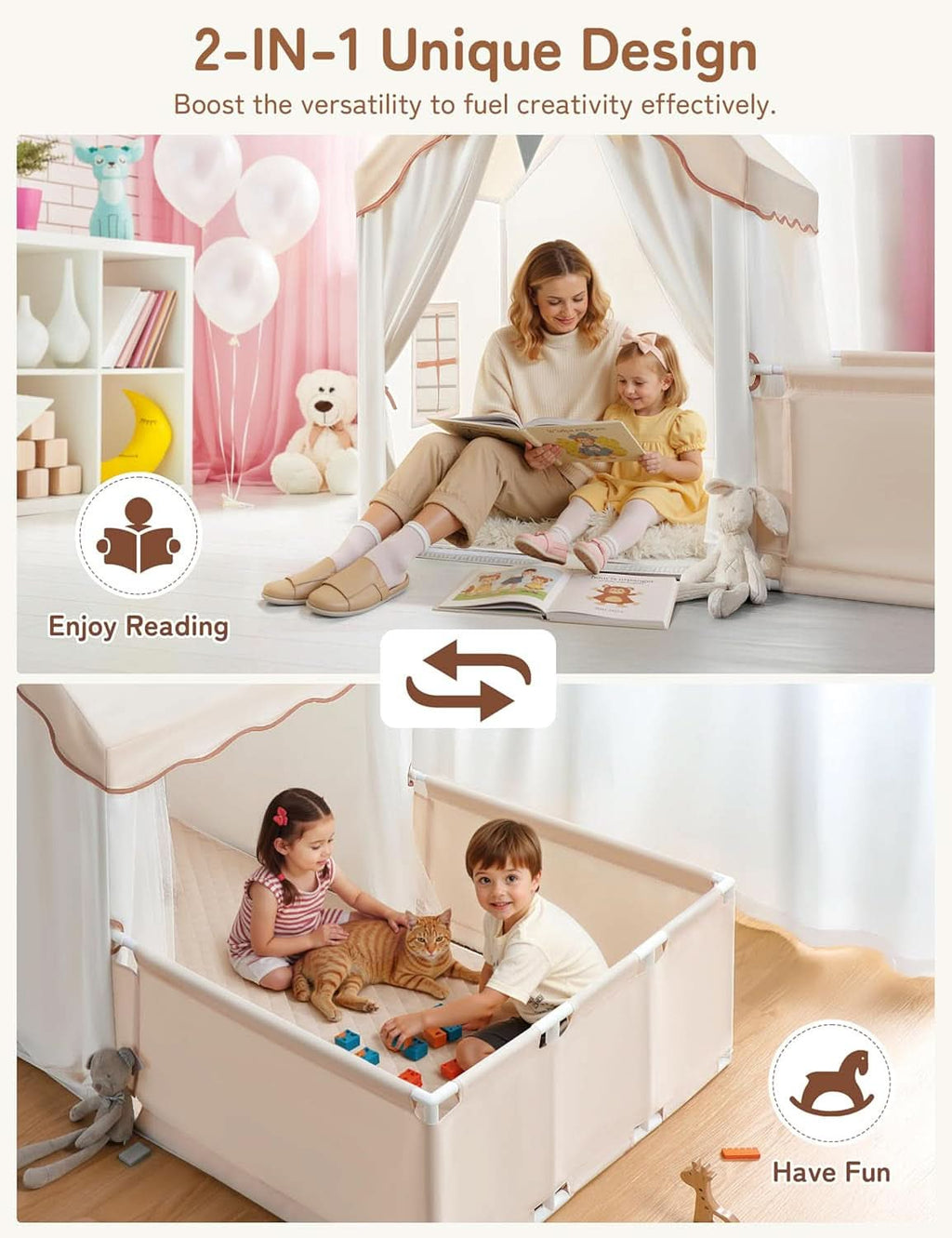 Kids Large Indoor Outdoor Play Tent Enclosure With Lights-1