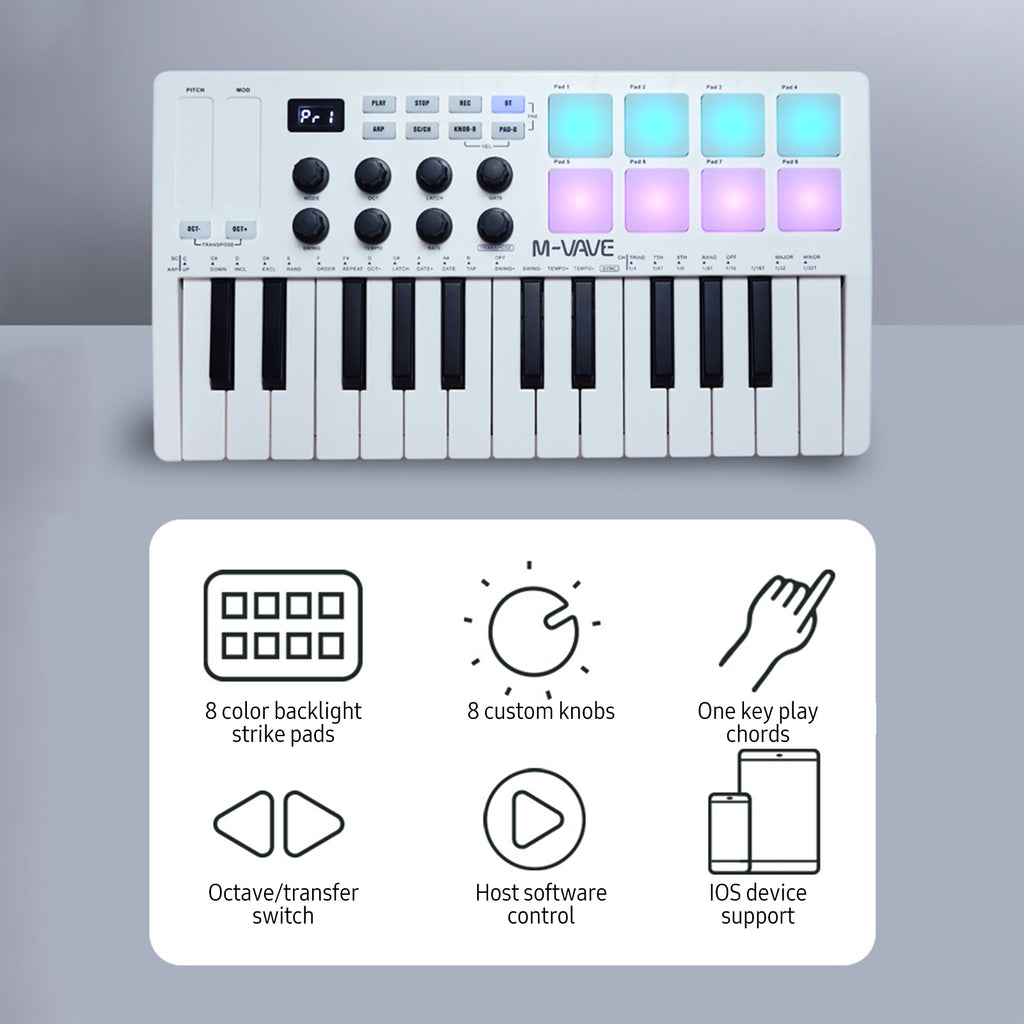 M-VAVE 25-Key Portable USB MIDI Controller Keyboard