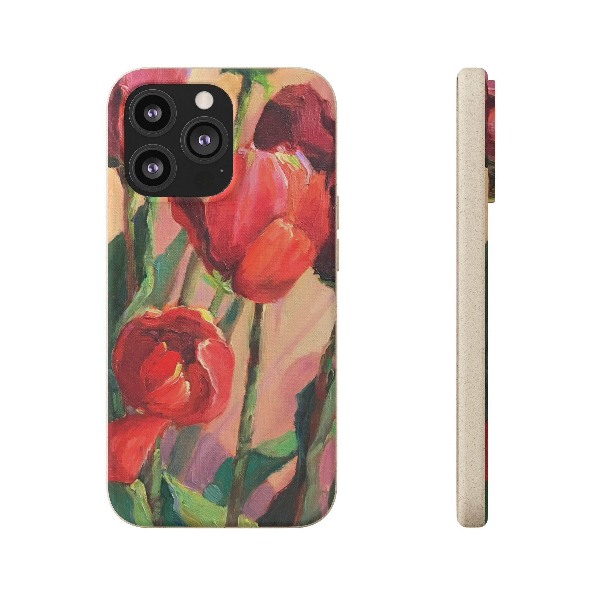 Biodegradable Phone Case with 'Red Tulips' Floral Original Artwork by Barbara Cleary-15
