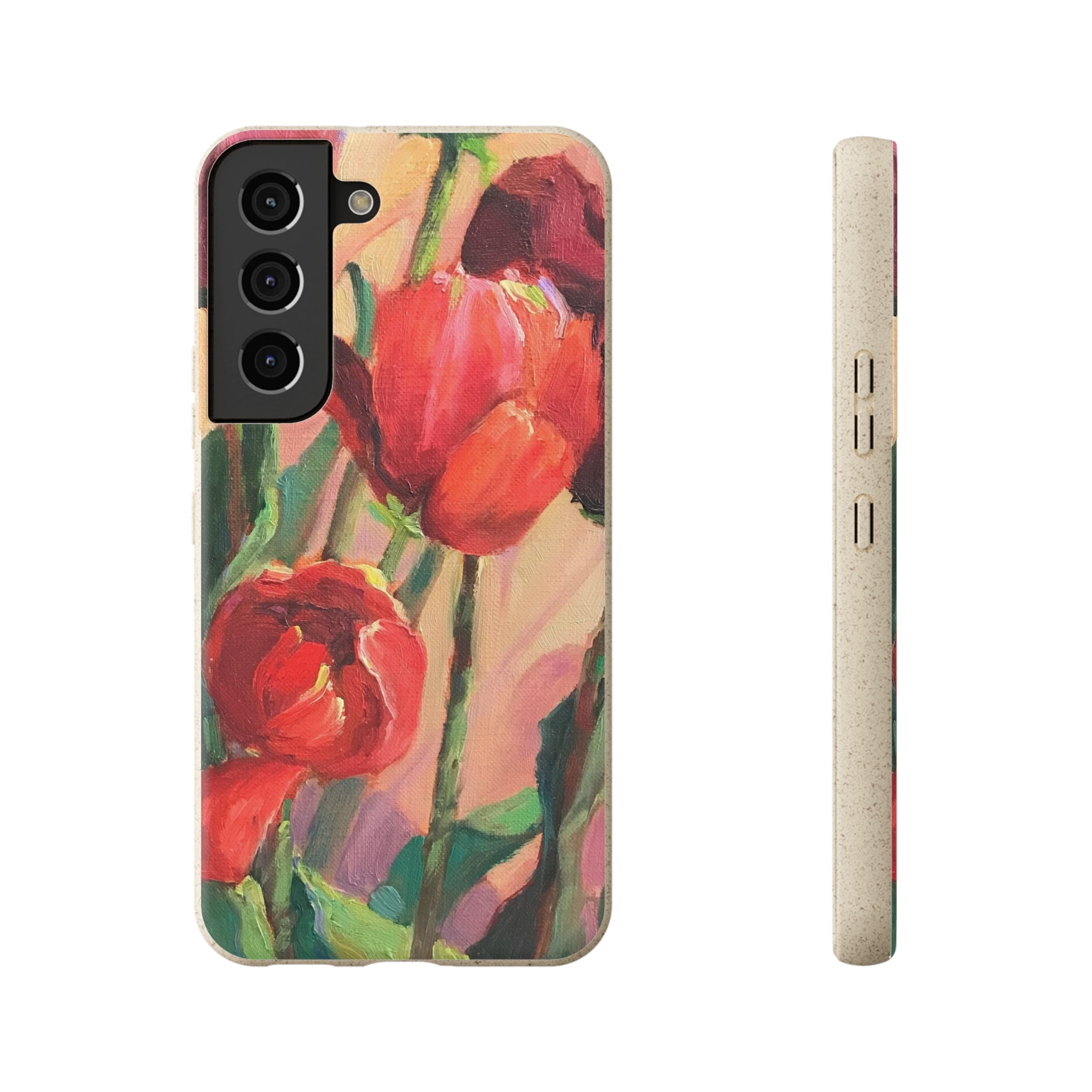 Biodegradable Phone Case with 'Red Tulips' Floral Original Artwork by Barbara Cleary-39