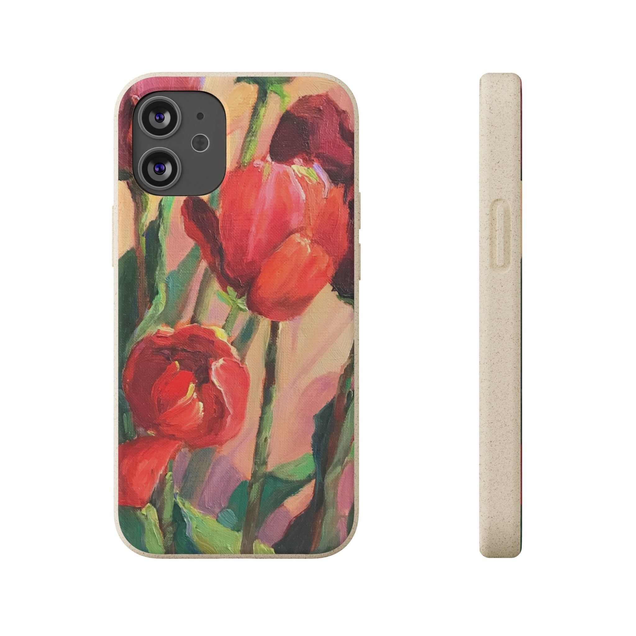 Biodegradable Phone Case with 'Red Tulips' Floral Original Artwork by Barbara Cleary-18