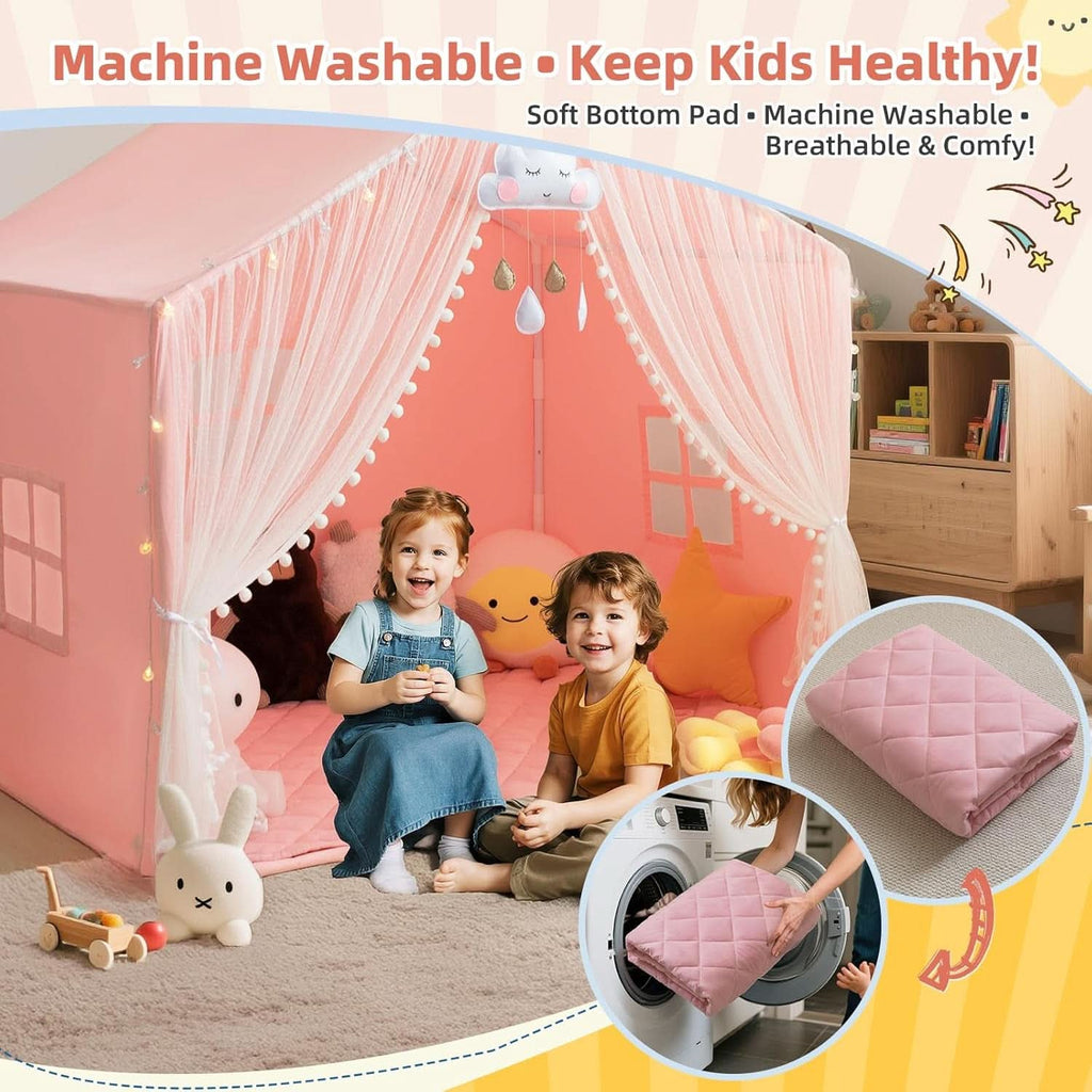 55 Inch Vibrant Color Kids Play Tent With Padded Mat-4