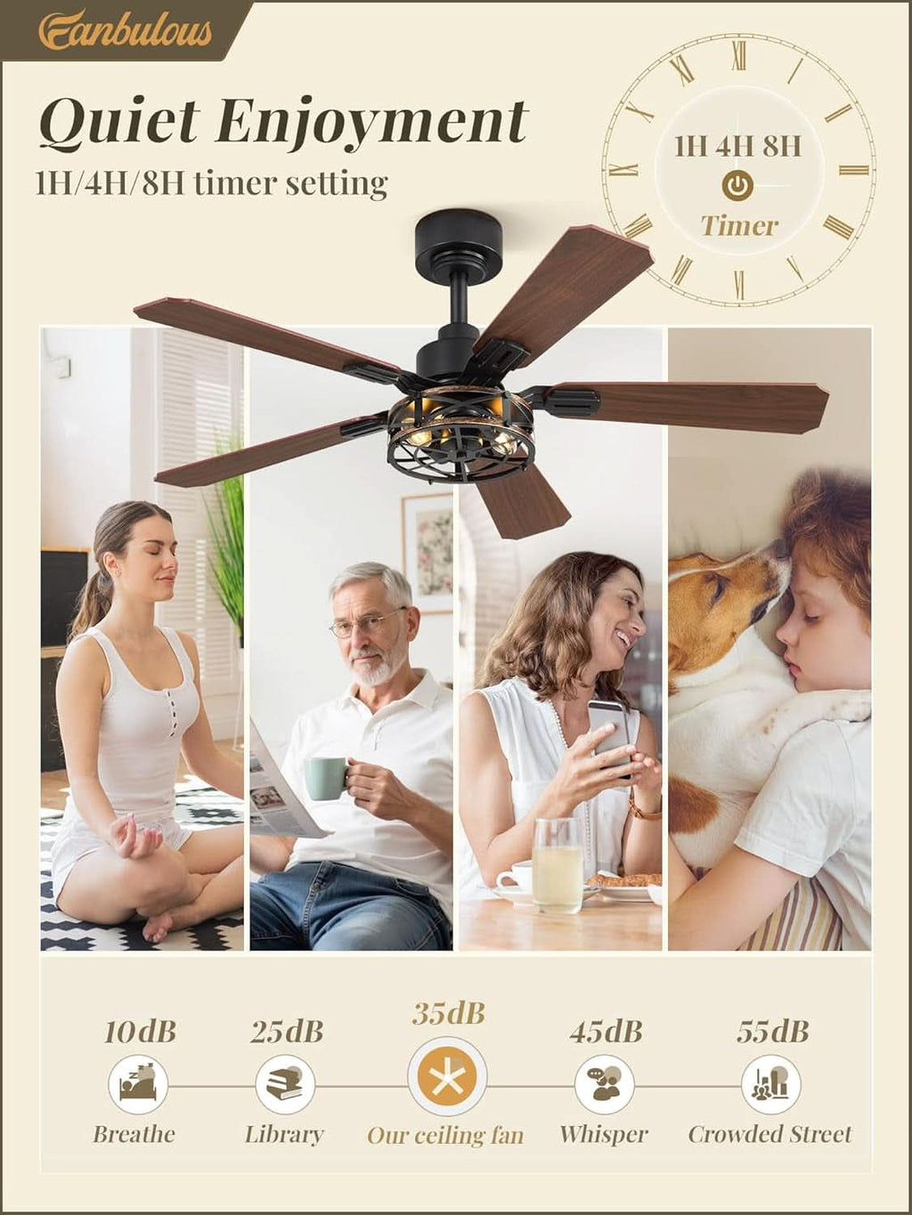 42 Inch Rustic Caged Ceiling Fan With Integrated LED-3