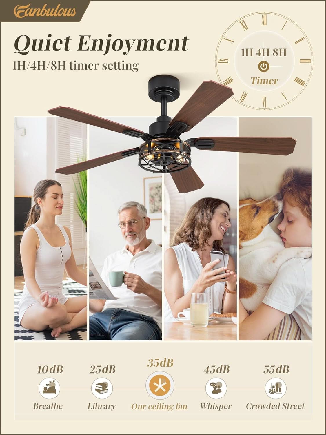 42 Inch Rustic Caged Ceiling Fan With Integrated LED-3