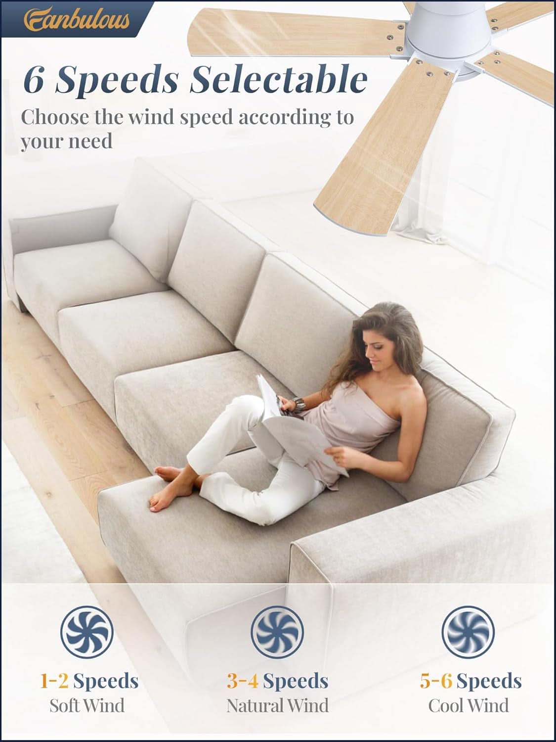 Forty-Two-Inch Ceiling Fan With Wireless Remote Control-3