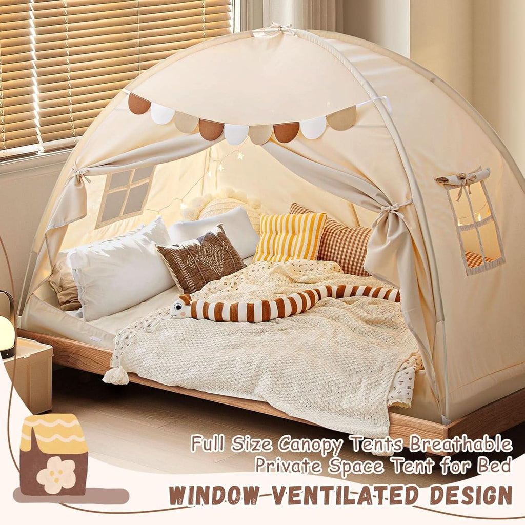 Full Size Bed Canopy Tent Blackout Polyester Cotton-3