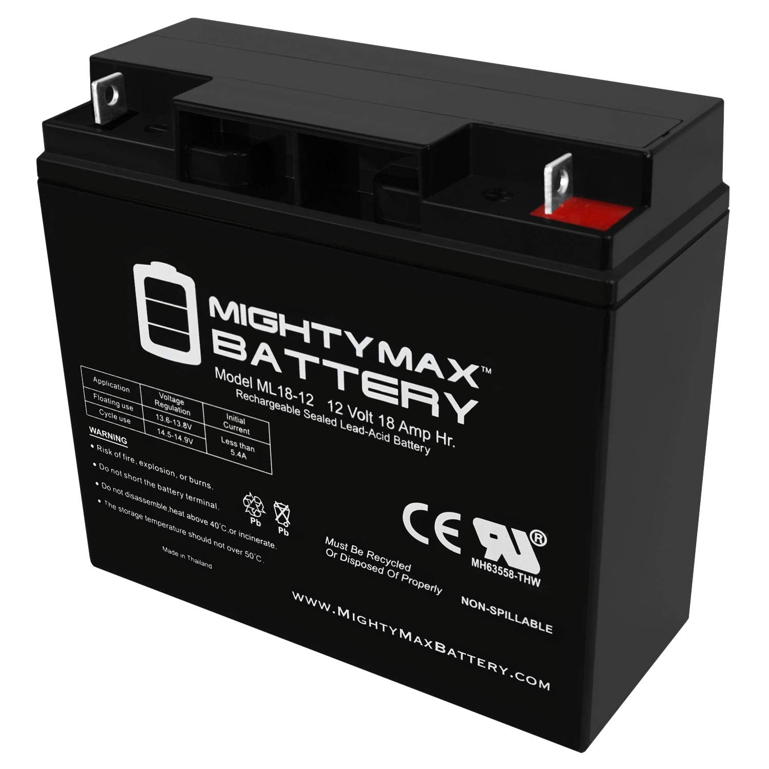 Mighty Max Battery ML18-12 - 12V 18AH Battery Booster PAC ES2500 SLAVRLA RECH