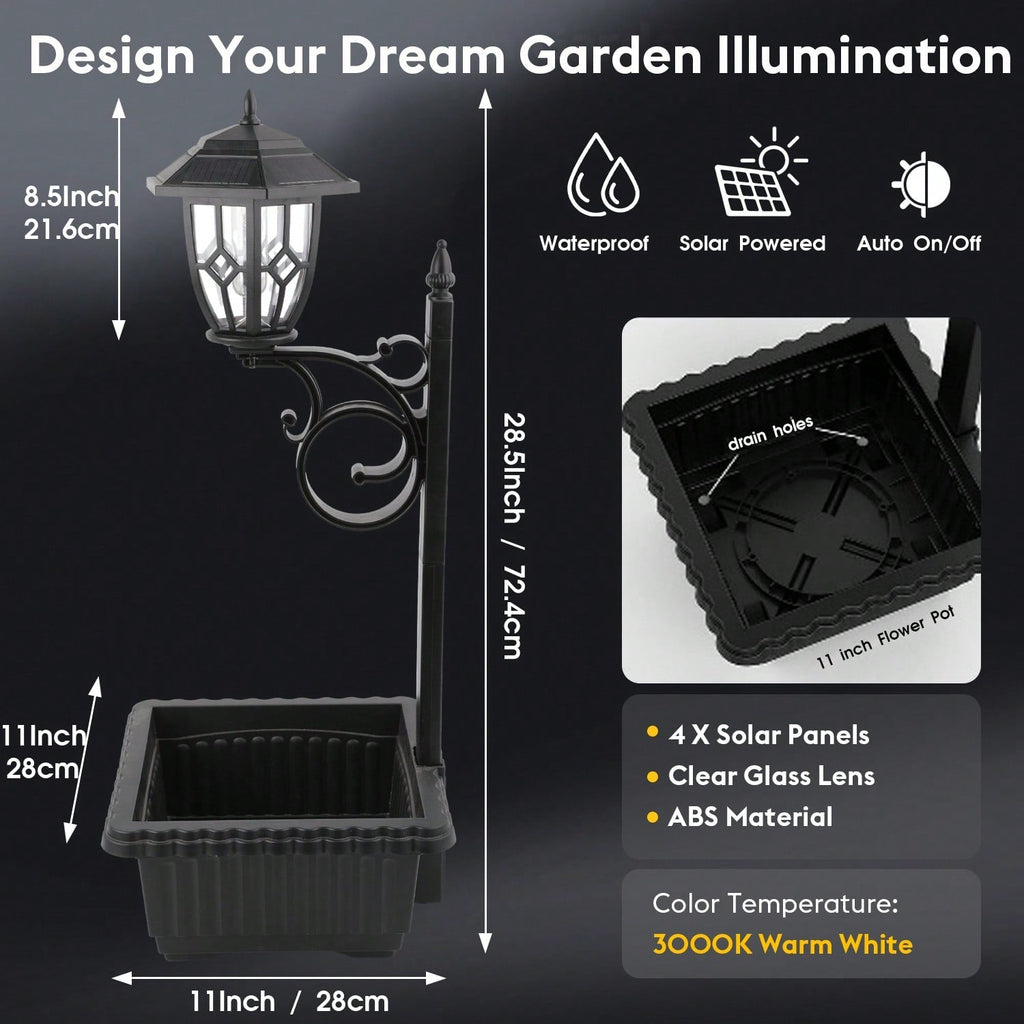 Outdoor Solar Lamp Post Light With Planter-3