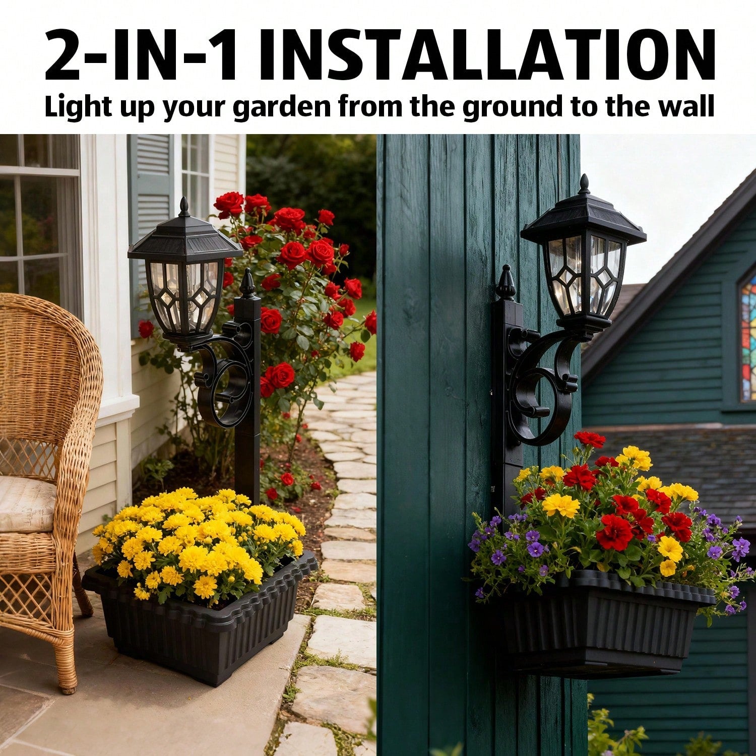 Outdoor Solar Lamp Post Light With Planter-1