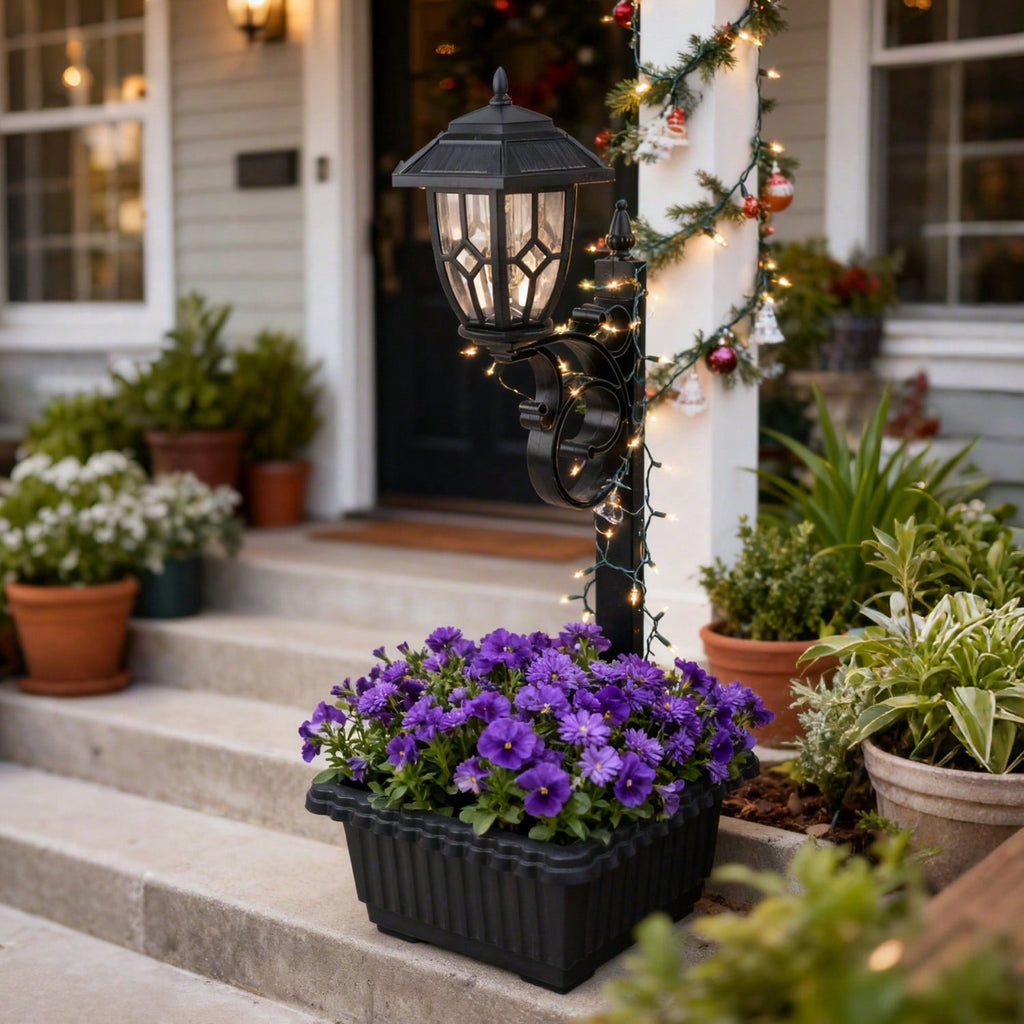 Outdoor Solar Lamp Post Light With Planter-2